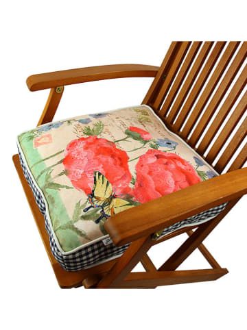 FLORIANE GARDEN Stoelkussen beige/rood/blauw