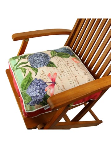 FLORIANE GARDEN Stoelkussen beige/blauw/groen