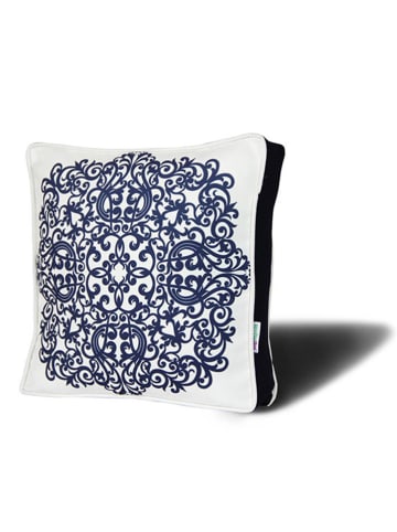 FLORIANE GARDEN Stuhlkissen in Weiß/ Dunkelblau