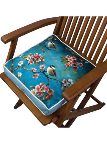 FLORIANE GARDEN Poduszka w kolorze morskim ze wzorem na krzesło