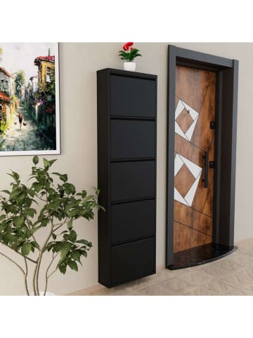 Scandinavia Concept Schuhschrank in Schwarz - (B)50 x (H)169 x (T)15 cm