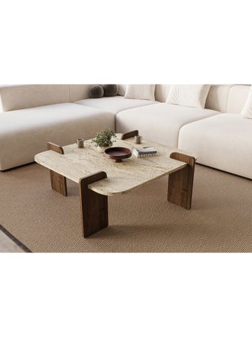 Scandinavia Concept Couchtisch "Afrolli" in Beige/ Braun - (B)90 x (H)35 x (T)90 cm