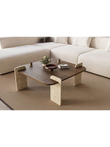 Scandinavia Concept Couchtisch "Afrolli" in Braun/ Beige - (B)90 x (H)35 x (T)90 cm