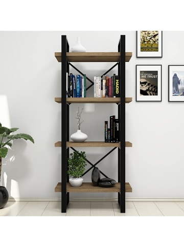 Scandinavia Concept Boekenkast "Alaro" walnootkleurig/zwart - (B)66 x (H)150 x (D)32 cm