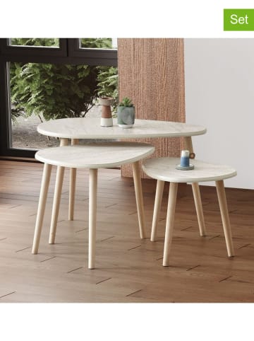 Scandinavia Concept 3er-Set: Couchtische in Weiß/ Beige