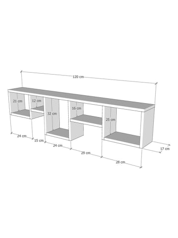 Scandinavia Concept Wandregal in Weiß - (B)120 x (H)32 x (T)17 cm