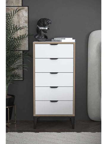 Scandinavia Concept Kommode ''Arden'' in Weiß - (B)50 x (H)105 x (T)40 cm