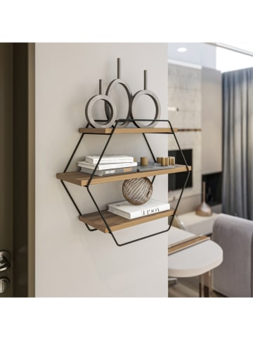 Scandinavia Concept Wandregal "Azra" in Hellbraun - (B)60 x (H)52 x (T)20 cm