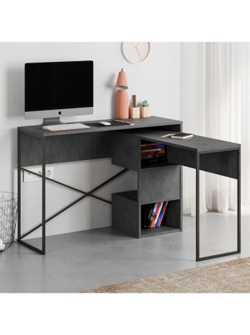 Scandinavia Concept Schreibtisch "Badau" in Grau/ Schwarz - (B)110 x (H)77 x (T)102,5 cm