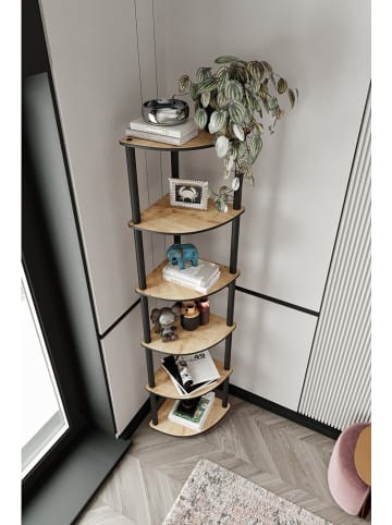 Scandinavia Concept Eckregal ''Bookcase 5 Corner'' in Hellbraun/ Schwarz - (B)34 x (H)139 x (T)34 cm