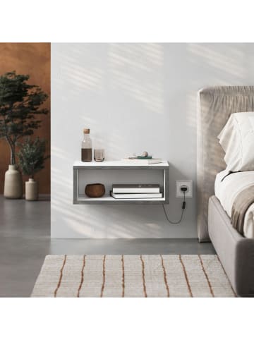 Scandinavia Concept Nachtkastje "Brik" wit/grijs - (B)45 x (H)18 x (D)30 cm