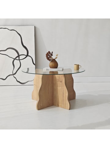 Scandinavia Concept Couchtisch "Butterfly" in Hellbraum/ Transparent - (H)40 x Ø 75 cm 
