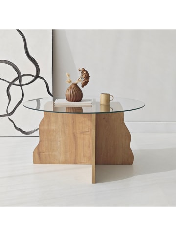 Scandinavia Concept Couchtisch "Butterfly" in Hellbraum/ Transparent - (H)40 x Ø 75 cm 