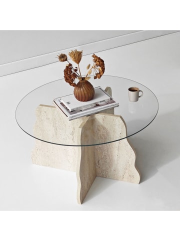Scandinavia Concept Couchtisch "Butterfly" in Beige/ Transparent - (H)40 x Ø 75 cm 