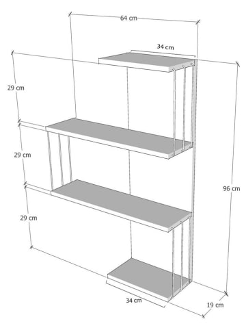 Scandinavia Concept Wandregal in Weiß/ Schwarz - (B)64 x (H)96 x (T)19 cm