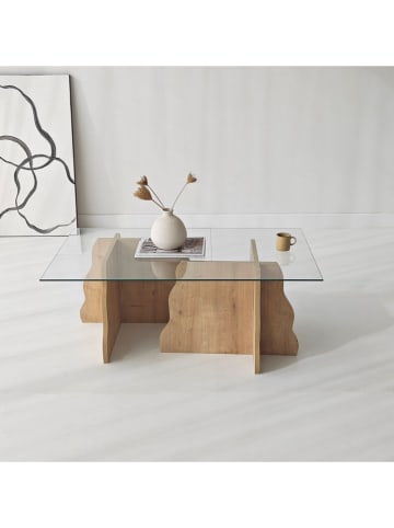Scandinavia Concept Couchtisch "Canyon" in Hellbraun/ Transparent - (B)105 x (H)40 x (T)65 cm