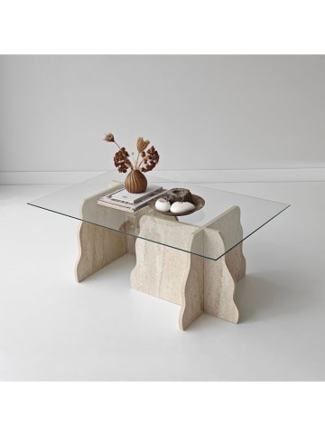 Scandinavia Concept Salontafel "Canyon" beige/transparant - (B)105 x (H)40 x (D)65 cm