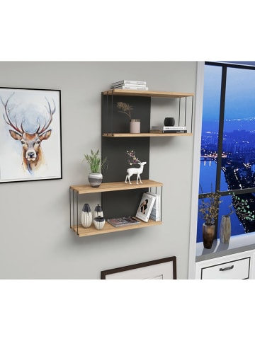 Scandinavia Concept Wandregal in Eiche/ Schwarz - (B)65 x (H)96 x (T)19 cm