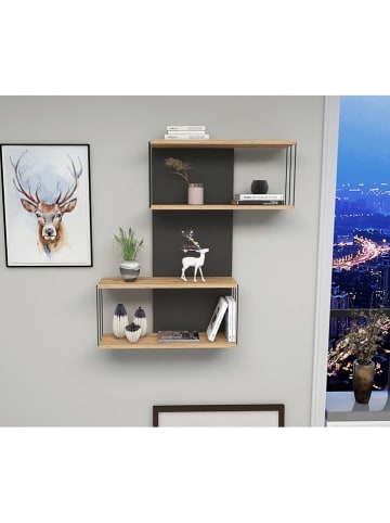 Scandinavia Concept Regał ścienny w kolorze czarno-brązowym - 65 x 96 x 19 cm