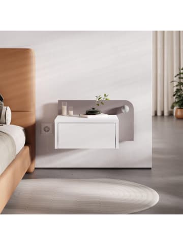 Scandinavia Concept Nachttisch "Dotta " in Weiß/ Grau - (B)52 x (H)28 x (T)30 cm