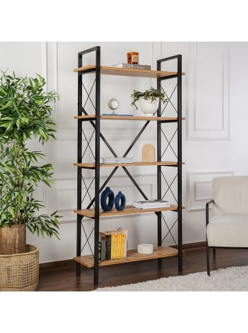 Scandinavia Concept Boekenkast "Elysian" zwart/lichtbruin - (B)90 x (H)180 x (D)33,5 cm