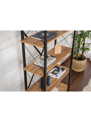 Scandinavia Concept Bücherregal ''Elysian'' in Schwarz/ Hellbraun - (B)90 x (H)180 x (T)33,5 cm