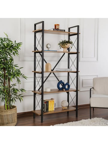 Scandinavia Concept Bücherregal ''Elysian'' in Schwarz/ Braun - (B)90 x (H)180 x (T)33,5 cm