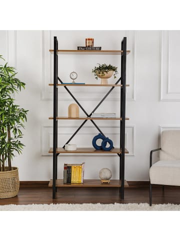 Scandinavia Concept Bücherregal ''Elysian'' in Schwarz/ Braun - (B)90 x (H)180 x (T)33,5 cm