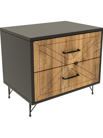 Scandinavia Concept Nachttisch "Felicita" in Kiefer/ Anthrazit - (B)50 x (H)55 x (T)40 cm