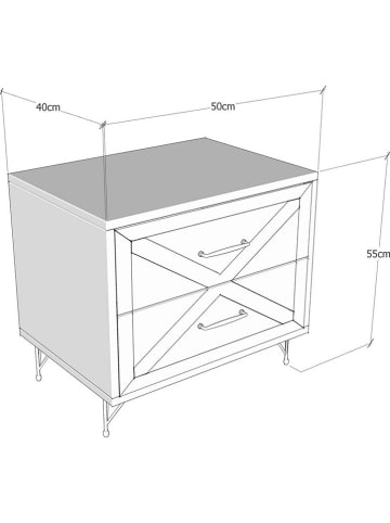 Scandinavia Concept Nachttisch "Felicita" in Kiefer/ Anthrazit - (B)50 x (H)55 x (T)40 cm