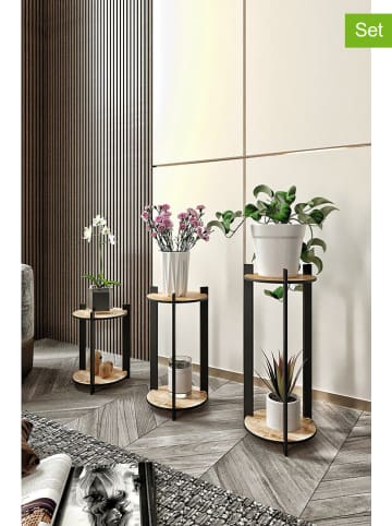 Scandinavia Concept 3-delige set: plantenhouders zwart/lichtbruin