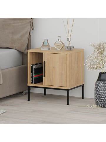 Scandinavia Concept Nachtkastje "Glynn" lichtbruin/zwart - (B)45 x (H)50 x (D)35 cm