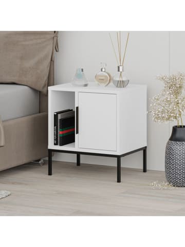 Scandinavia Concept Nachttisch "Glynn" in Weiß/ Schwarz - (B)45 x (H)50 x (T)35 cm