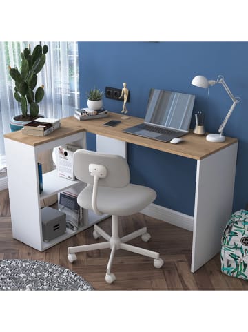 Scandinavia Concept Bureau wit/lichtbruin - (B)120 x (H)74,8 x (D)50 cm