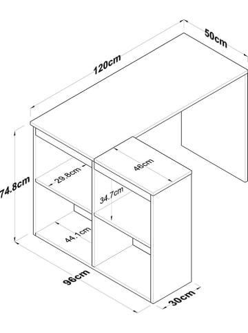 Scandinavia Concept Schreibtisch in Weiß/ Hellbraun - (B)120 x (H)74,8 x (T)50 cm