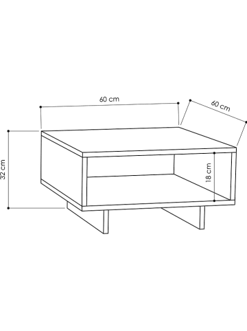Scandinavia Concept Couchtisch "Hola" in Weiß - (B)60 x (H)32 x (T)60 cm