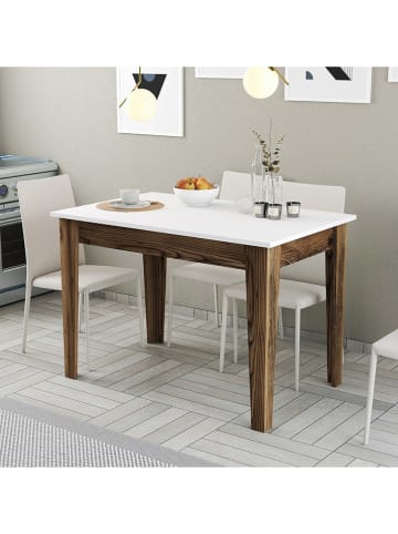 Scandinavia Concept Eetkamertafel "Kiev" wit/bruin - (B)110 x (H)75 x (D)72 cm