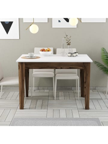 Scandinavia Concept Esstisch "Kiev" in Weiß/ Braun - (B)110 x (H)75 x (T)72 cm