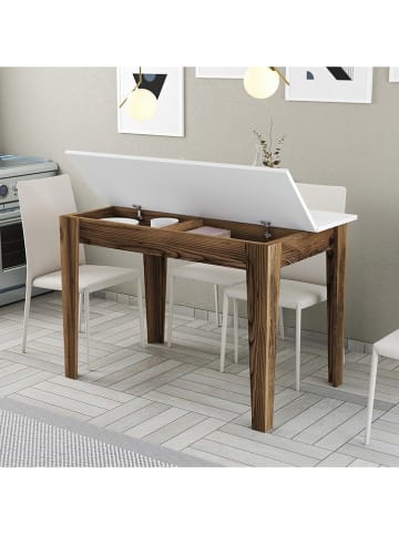 Scandinavia Concept Eetkamertafel "Kiev" wit/bruin - (B)110 x (H)75 x (D)72 cm