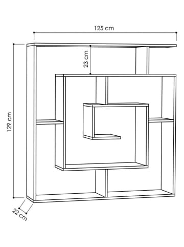 Scandinavia Concept Regał "Labirent" w kolorze antracytowym na książki - 125 x 128,6 x 22 cm