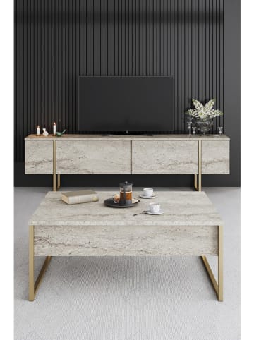 Scandinavia Concept Ława "Luxe" w kolorze złoto-szarym - 90 x 40 x 60 cm