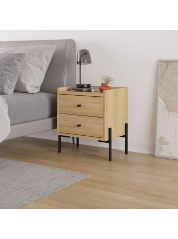 Scandinavia Concept Nachttisch "Malta" in Hellbraun/ Schwarz - (B)44,9 x (H)52 x (T)35 cm
