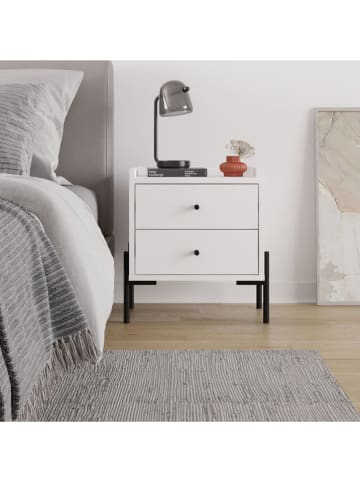 Scandinavia Concept Nachttisch "Malta" in Weiß/ Schwarz - (B)44,9 x (H)52 x (T)35 cm