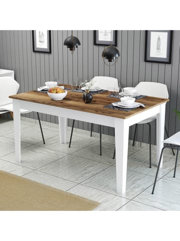 Scandinavia Concept Eetkamertafel "Milan" wit/bruin - (B)145 x (H)75 x (D)88 cm