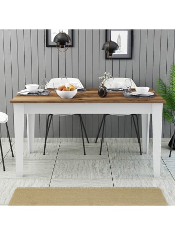 Scandinavia Concept Esstisch "Milan" in Weiß/ Braun - (B)145 x (H)75 x (T)88 cm