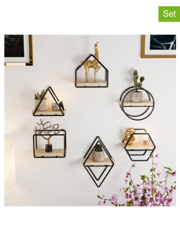 Scandinavia Concept 6-delige set: wandmeubels naturel/zwart - (B)15 x (H)10 x (D)17 cm