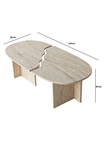 Scandinavia Concept Salontafel "Missisipi" beige - (B)120 x (H)38 x (D)60 cm