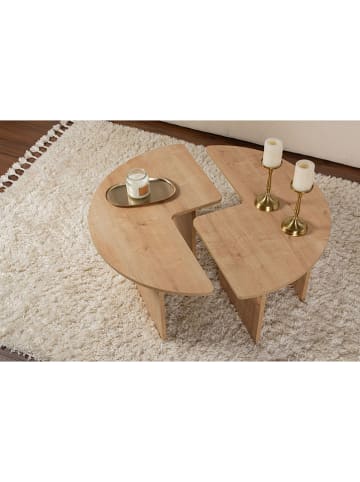 Scandinavia Concept Set van twee bijzettafels "Moira" lichtbruin - (H)41 x Ø 90 cm