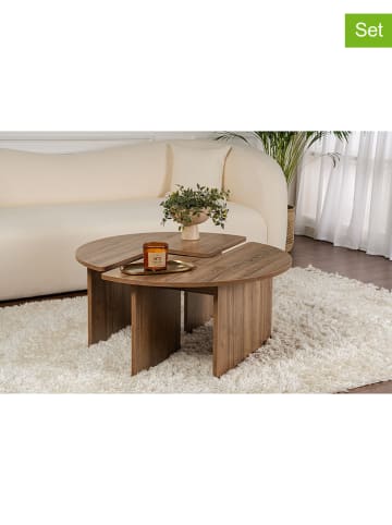 Scandinavia Concept Zweisatztisch ''Moira'' in Braun - (H)41 x Ø 90 cm
