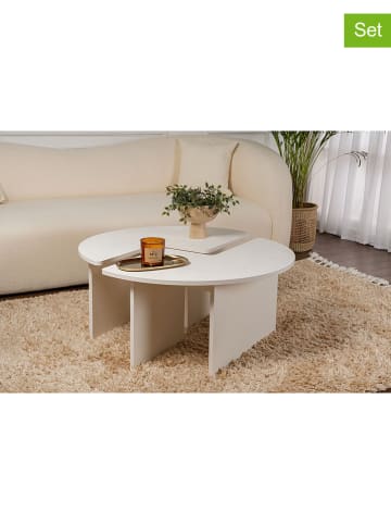 Scandinavia Concept Set van twee bijzettafels "Moira" wit - (H)41 x Ø 90 cm